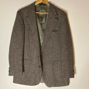 Vintage Harris Tweed Handwoven Scottish Wool Men’s Blazer (Brown, Blue, Grey)